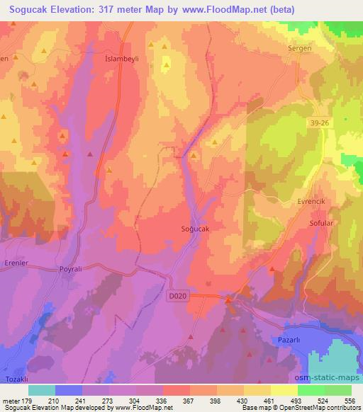 Sogucak,Turkey Elevation Map