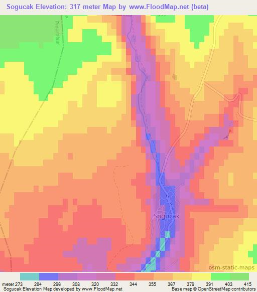 Sogucak,Turkey Elevation Map