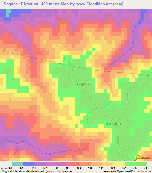 Sogucak,Turkey Elevation Map