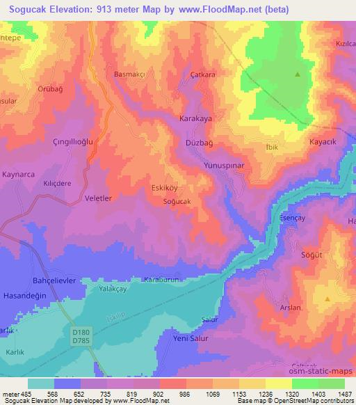 Sogucak,Turkey Elevation Map