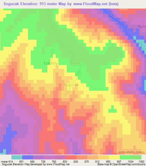 Sogucak,Turkey Elevation Map