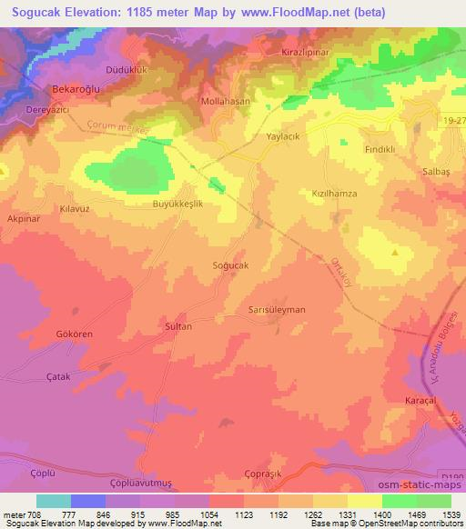 Sogucak,Turkey Elevation Map