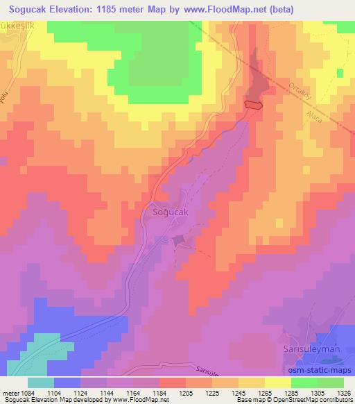 Sogucak,Turkey Elevation Map