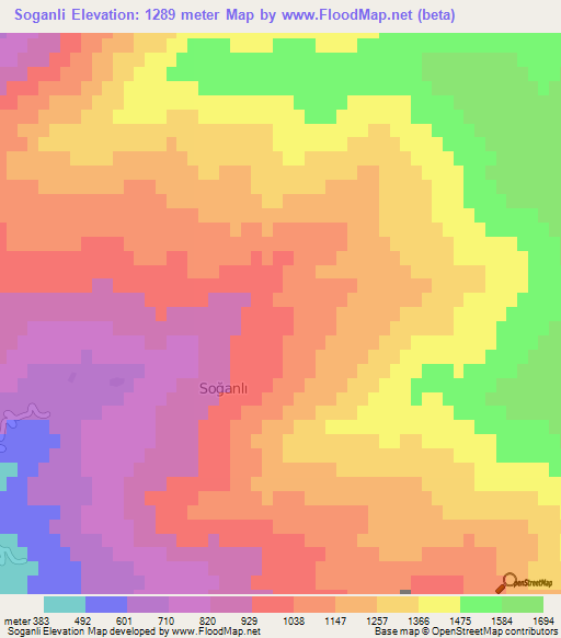 Soganli,Turkey Elevation Map