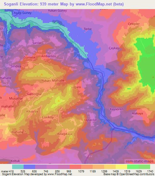 Soganli,Turkey Elevation Map