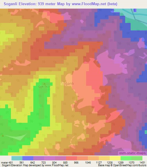 Soganli,Turkey Elevation Map