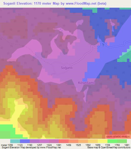 Soganli,Turkey Elevation Map