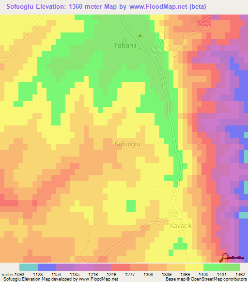 Sofuoglu,Turkey Elevation Map