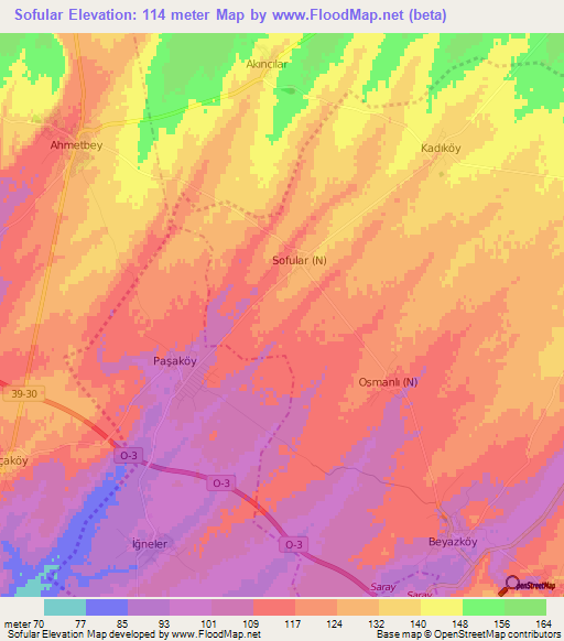 Sofular,Turkey Elevation Map