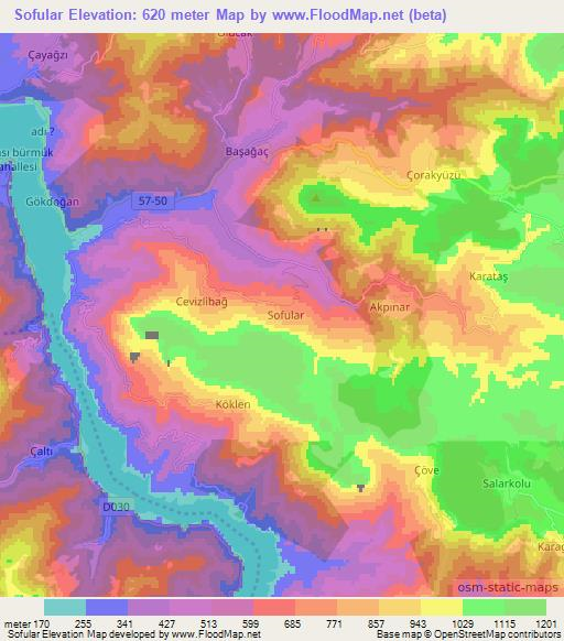 Sofular,Turkey Elevation Map