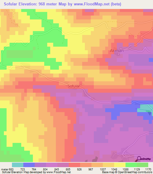 Sofular,Turkey Elevation Map