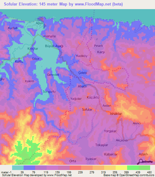 Sofular,Turkey Elevation Map