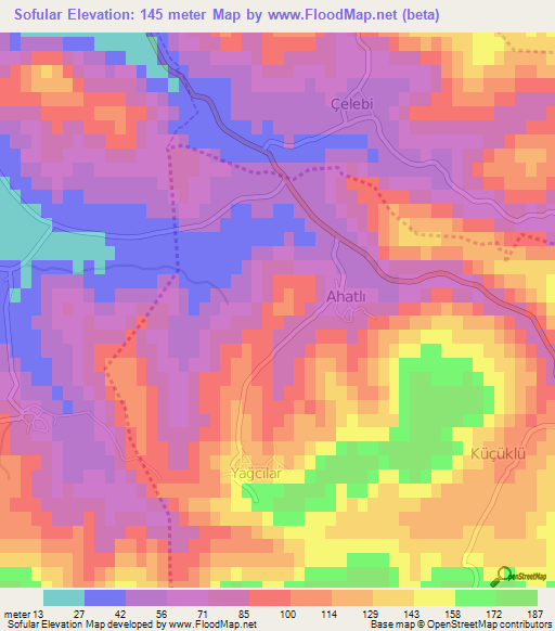 Sofular,Turkey Elevation Map