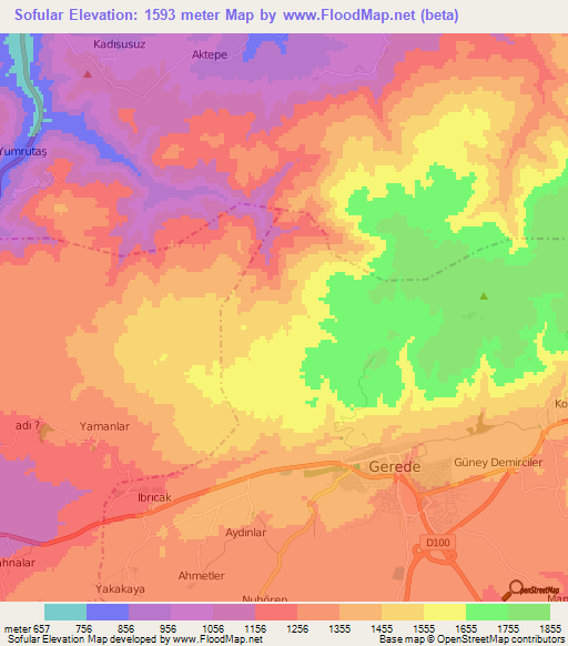 Sofular,Turkey Elevation Map