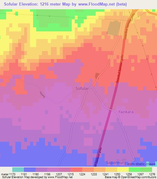 Sofular,Turkey Elevation Map