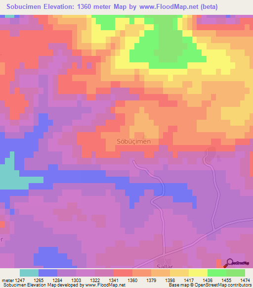 Sobucimen,Turkey Elevation Map