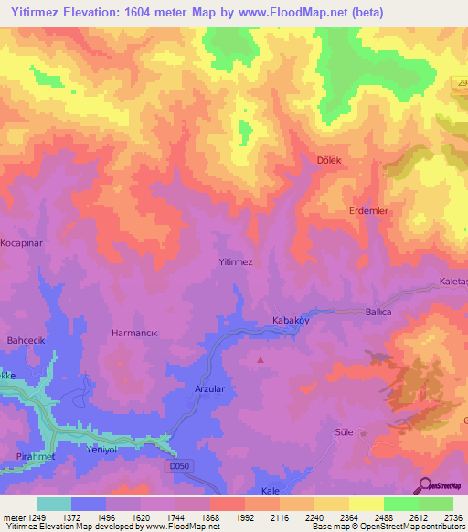 Yitirmez,Turkey Elevation Map