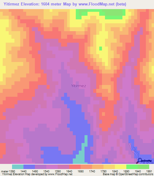 Yitirmez,Turkey Elevation Map