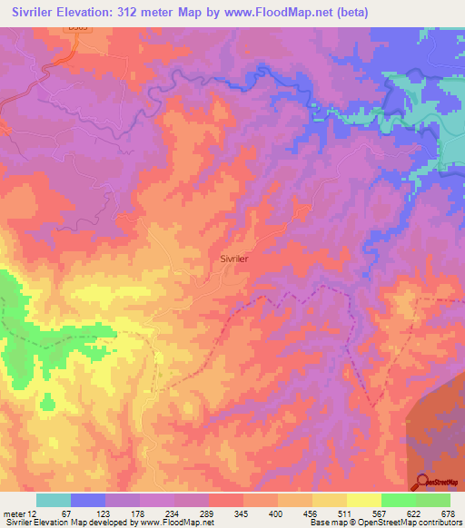 Sivriler,Turkey Elevation Map