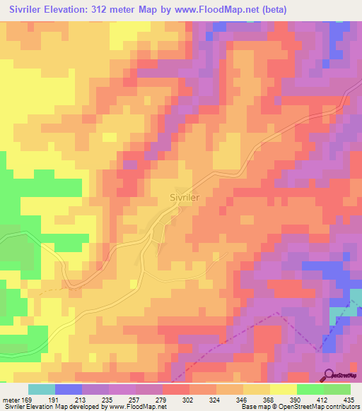 Sivriler,Turkey Elevation Map