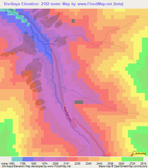 Sivrikaya,Turkey Elevation Map