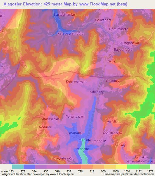 Alagozler,Turkey Elevation Map