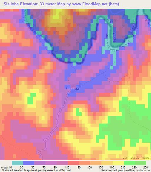 Sislioba,Turkey Elevation Map