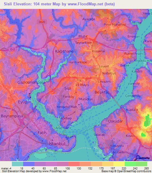 Sisli,Turkey Elevation Map