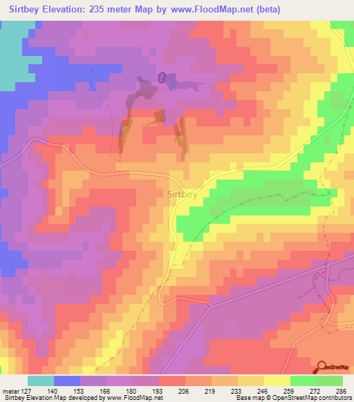 Sirtbey,Turkey Elevation Map