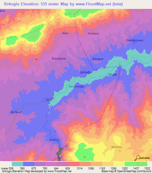 Sirkoglu,Turkey Elevation Map