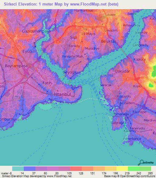 Sirkeci,Turkey Elevation Map