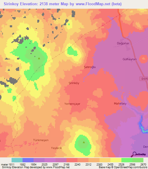 Sirinkoy,Turkey Elevation Map