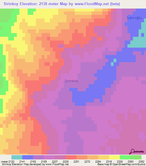 Sirinkoy,Turkey Elevation Map