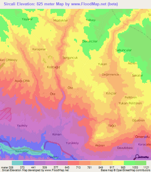 Sircali,Turkey Elevation Map