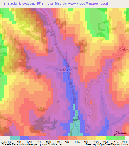 Sirataslar,Turkey Elevation Map