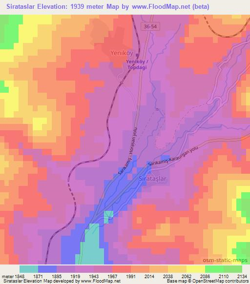 Sirataslar,Turkey Elevation Map