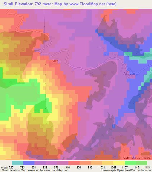 Sirali,Turkey Elevation Map