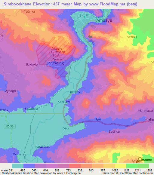 Sirabocekhane,Turkey Elevation Map