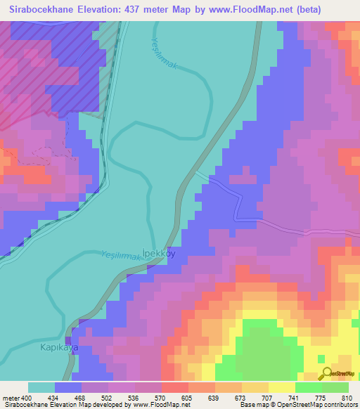 Sirabocekhane,Turkey Elevation Map