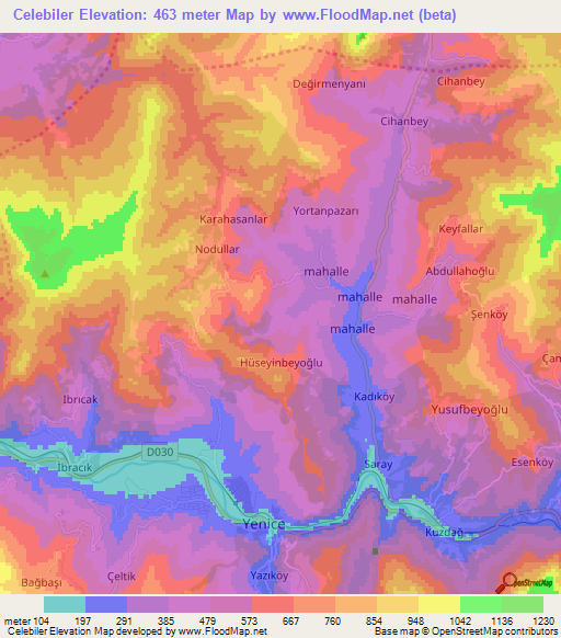 Celebiler,Turkey Elevation Map