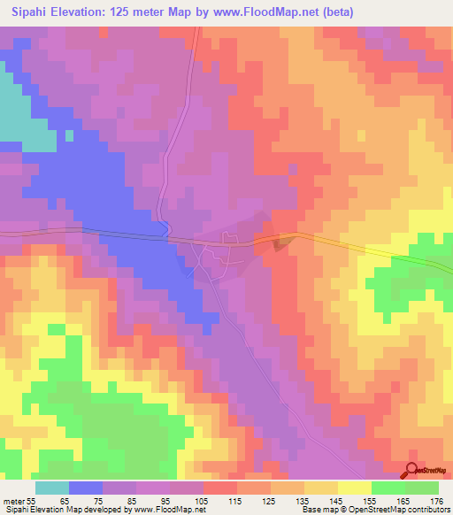 Sipahi,Turkey Elevation Map