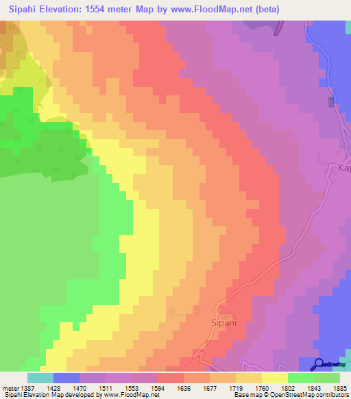 Sipahi,Turkey Elevation Map