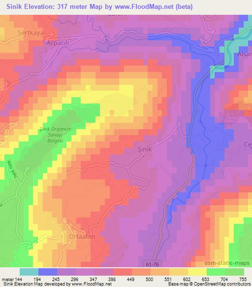 Sinik,Turkey Elevation Map