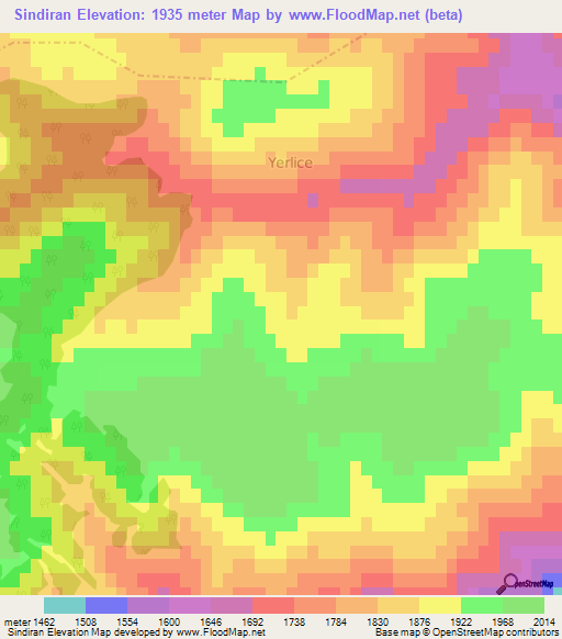 Sindiran,Turkey Elevation Map