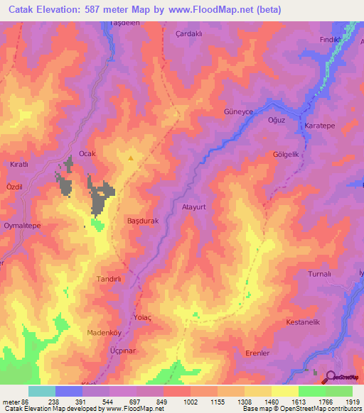 Catak,Turkey Elevation Map