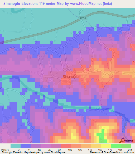 Sinanoglu,Turkey Elevation Map