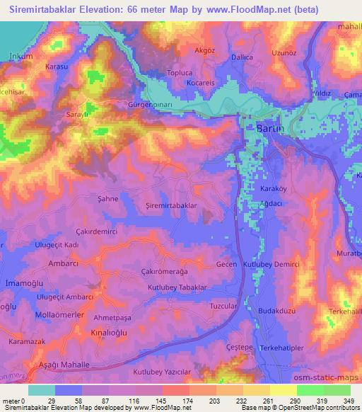 Siremirtabaklar,Turkey Elevation Map