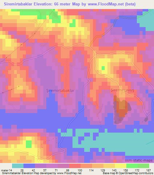 Siremirtabaklar,Turkey Elevation Map