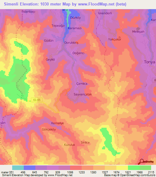 Simenli,Turkey Elevation Map