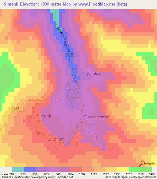 Simenli,Turkey Elevation Map